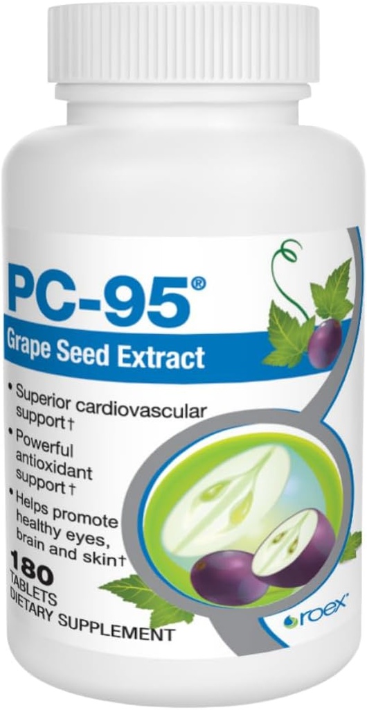 Roex Vitamins | PC-95 Grape Tohumu | Diyetsel Supplements | Stres Yardım | Sağlıklı Gözler | Sağlıklı Beyin | Sağlıklı Cilt | Cardiovascular Destek | 180 Sayı