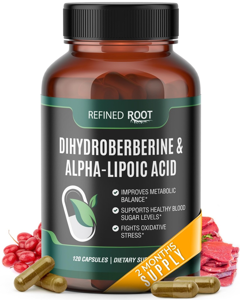 Alfa Lipoic Acid 600 mg Supplement ile 300 mg Kök Dihidrberine 300 mg - Alfa-Lipoic asit (ALA) ile Ekstra Kuvvetli Berberi Eklenmiş - Gelişmiş Dihidrberine for Optimal Health