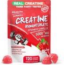 Creatine Monohydrate Gummies Complex για άνδρες & γυναίκες,5 Gram ανά υπηρεσία ηλεκτρολύτη Creatine Gummy για μυϊκή δύναμη, μυς Builder, ενέργεια Boost, πριν την προπόνηση συμπλήρωμα-120 Φράουλα Gummies