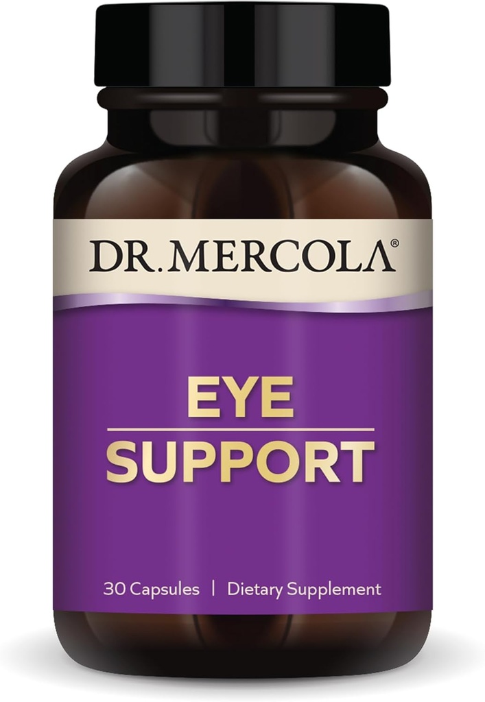 Δρ. Mercola Eye Support - Υποστηρίζει την υγεία ματιών & οράματος - με λουτεΐνη, ζεαξανθίνη, οργανική ασταξανθίνη & μαύρο φραγκοστάφυλο - μη ΓΤΟ, χωρίς γλουτένη & χωρίς σόγια - 30 κάψουλες (30 σερβίτσια)
