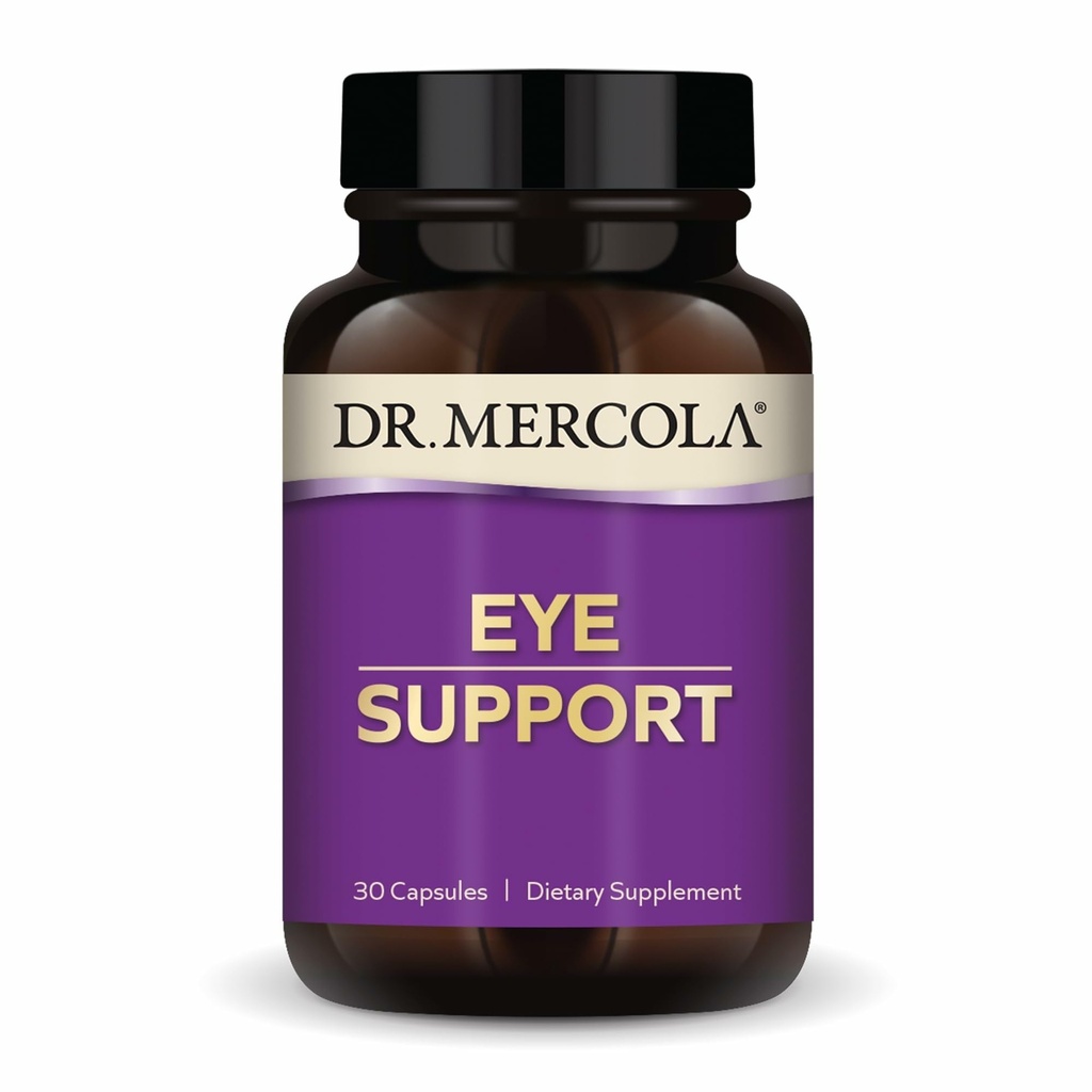Dr. Mercola Eye Support - Supports Eye & Vision Health - Lutein, Zeaxanthin, Organik Astaxanthin & Black Currant - Non-GMO, Gluten-Free & Soy Free - 30 Capsules (30 hizmet)