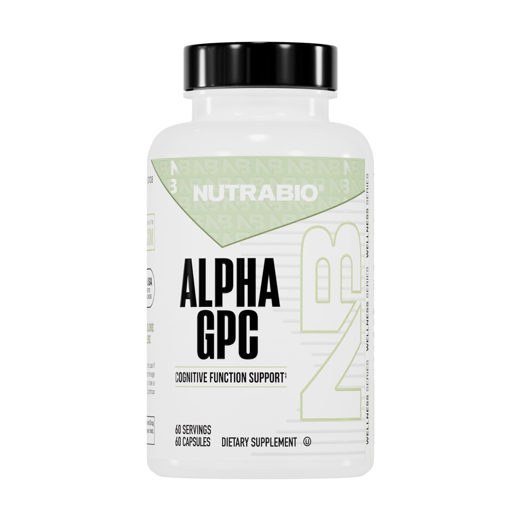 NutraBio Alpha GPC, Beyin Desteği ve Geliştirilmiş Memory Function, 300 mg - 60 Sebze Capsules