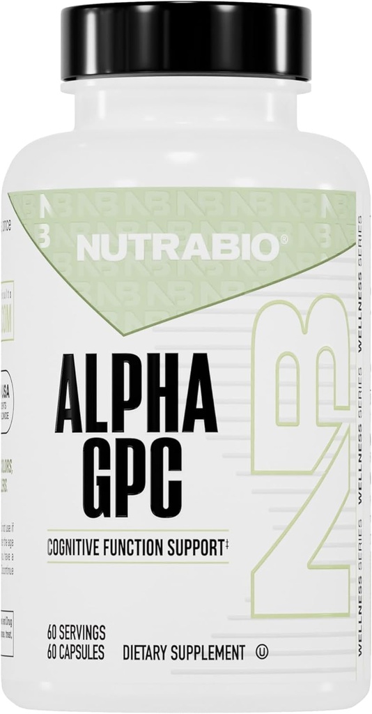 NutraBio Alpha GPC, Beyin Desteği ve Geliştirilmiş Memory Function, 300 mg - 60 Sebze Capsules