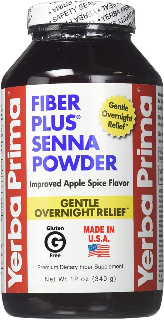 Yerba Prima Fiber Plus Senna Toz, 12 Ounce - Kısa Süreli Kullanım Düzenliliği Geri Yüklemek için, Geliştirilmiş Apple Spice Flavor, Stevia Sweetized, Bu gece zarfında Nazi Sağladı