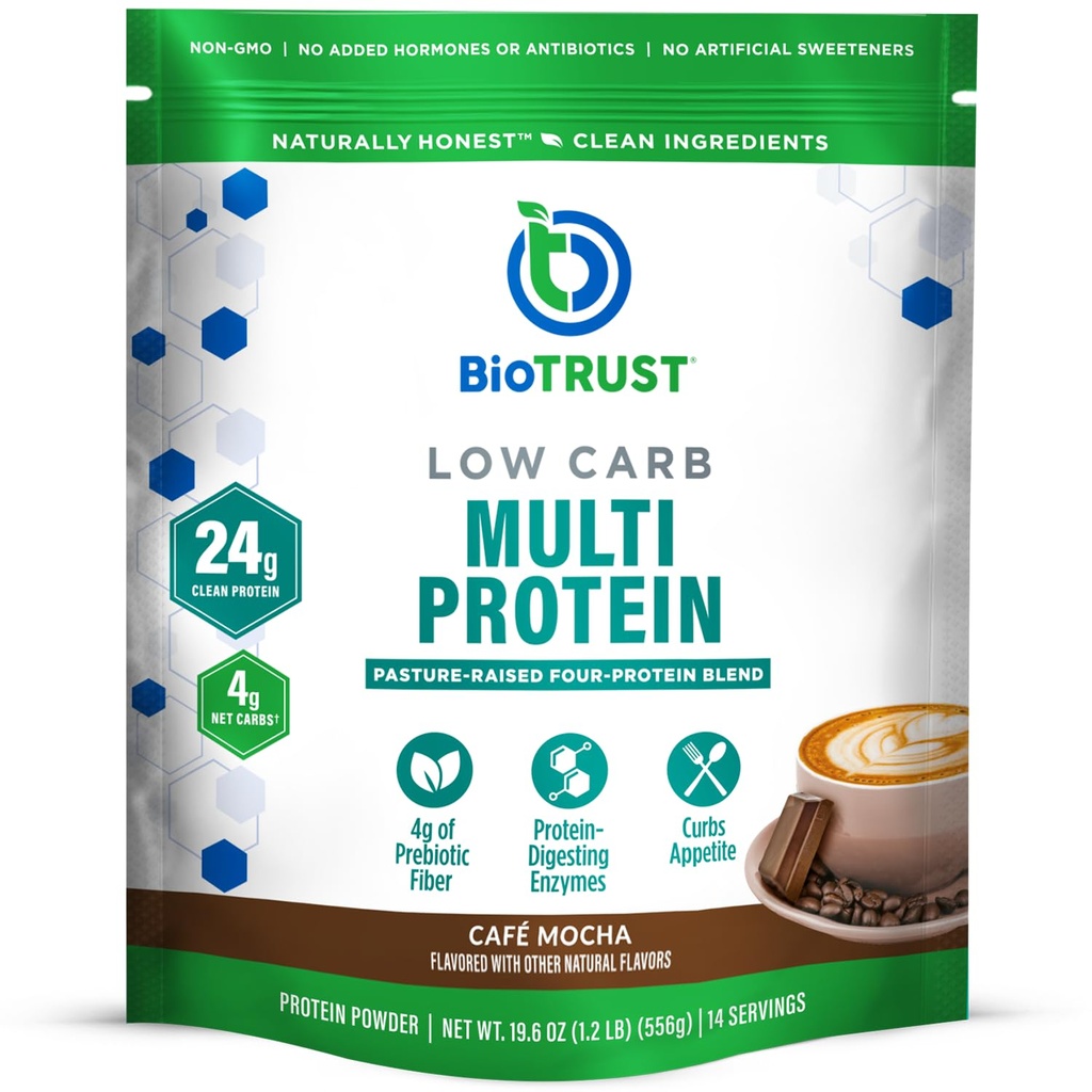 BioTrust Low Carb Protein Tozu - Grass-Fed Hormon Free Cows - GMO, Gluten Ücretsiz (Cafe Mocha)
