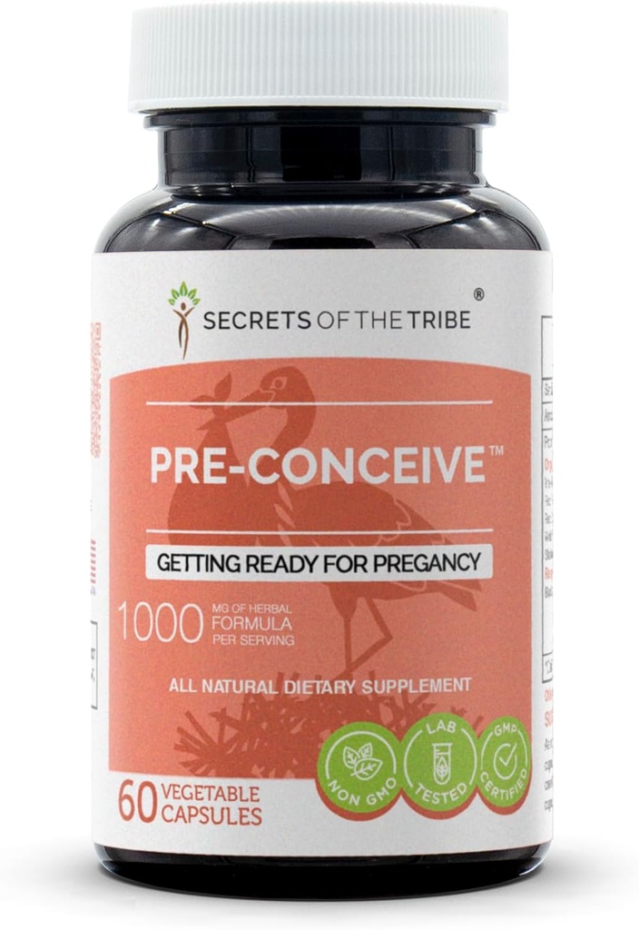 Tribe Pre-Conceive, 60 Capsules, 1000 mg, Vitex, Red Raspberry, Black Cohosh, Red Clover, White Peony, Shatavari. Pregancy 60 Capsules için Hazırlanmak