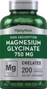 Κάψουλες γλυκολινικού μαγνησίου Piping Rock 750mg 200 Count 