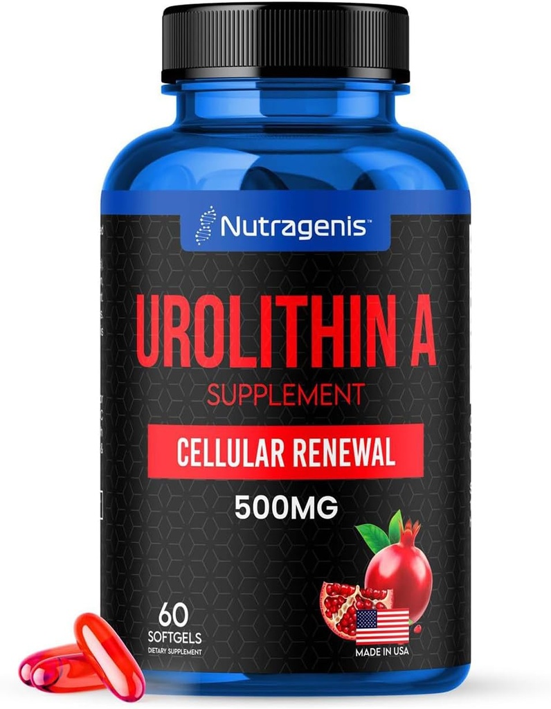 Urolithin A Supplement 500mg - 60 Softgel - Προηγμένη Κυτταρική Ανανέωση & Ζωτικότητα - Mitokeutical για την ενίσχυση της μυϊκής δύναμης - Made in USA