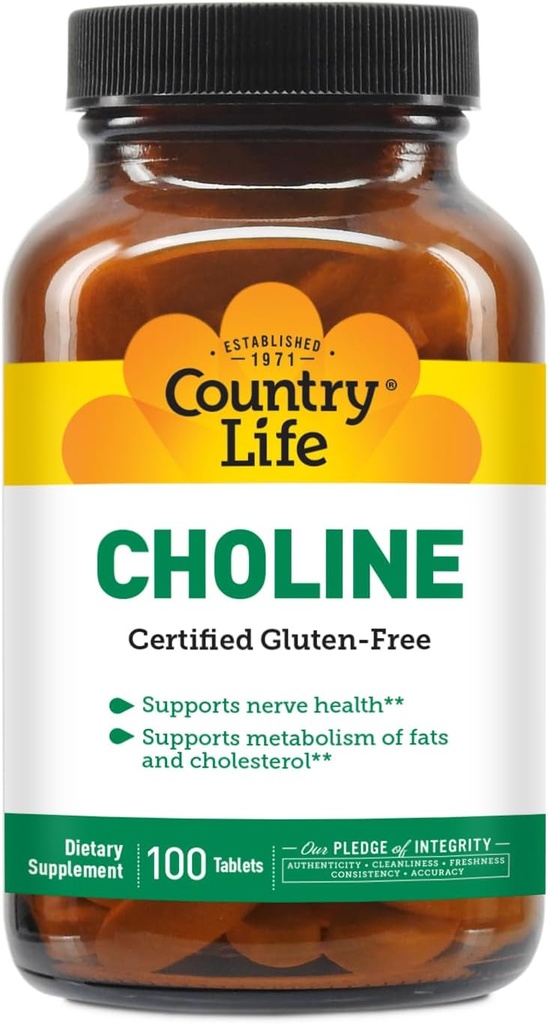 Χώρα Ζωή Choline 266mg, Certified Gluten Free, Certified Vegan, Certified Hanal - 100 Tabletισκία