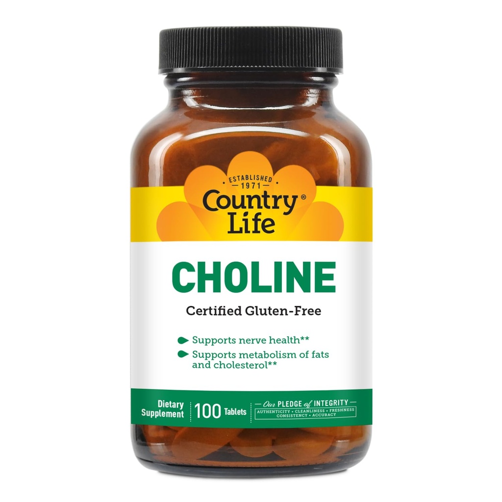 Χώρα Ζωή Choline 266mg, Certified Gluten Free, Certified Vegan, Certified Hanal - 100 Tabletισκία