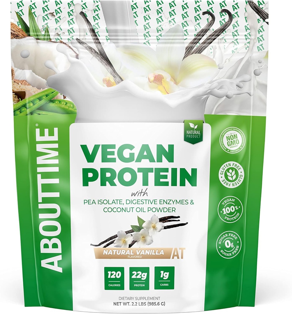 Time Vegan Protein Toz 22g Vanilla, Natural Materialss, Non-GMO, Plantive, Gluten Free, Soy Free, Dairy Free, 32 Hizmet