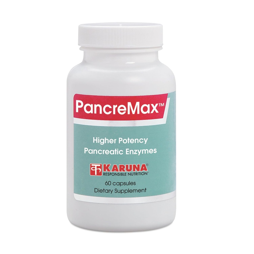 Karuna PancreMax 60 Vegetarian Capsules | Pure Pancreatin 500 mg, Lipase 31 mg