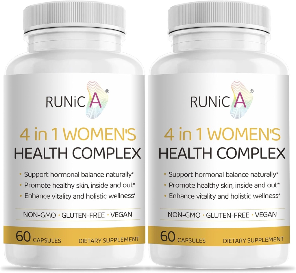 4-in-1 Women's Hormonal Balance Supplement | Rosehip, Pueraria & Evening Primrose with Soy Isoflavones | Menstrual Cycle, Menopause, Energy Level & Health Skin Support 120 Vegan Capsules