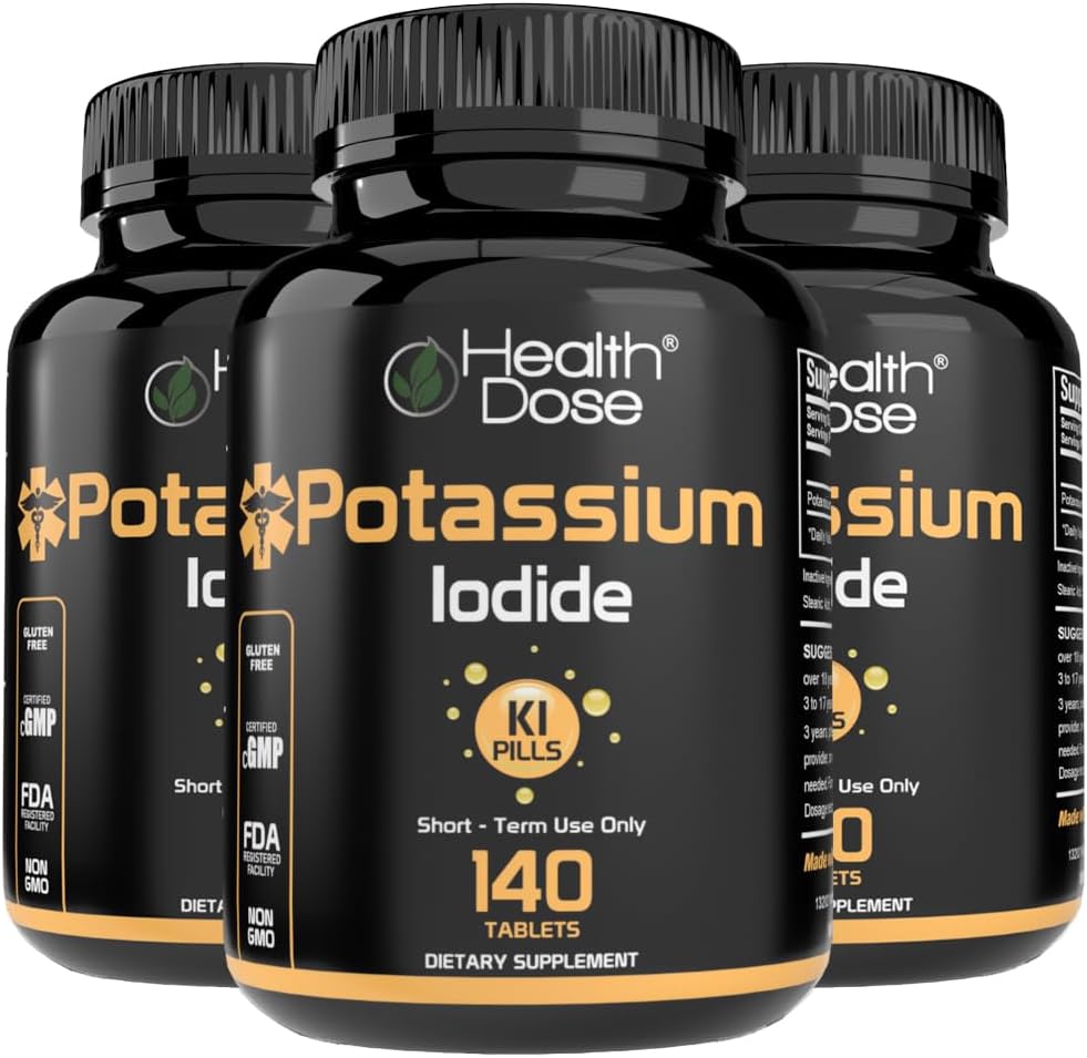 Sağlık Dose P Properties + Iodide (KI) Tabletler - 130 mg 140 Tabletler - Tiroid Desteği için, Hücre Metabolism & Elektrolyte Balance – Non-GMO, Gluten-Free, GMP sertifikalı 3 Paket