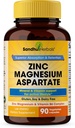 SANDHUHERBALS Magnezyum çinko Aspartate Supplement 90 Capsules / Vitamin B6 & çinko | Yüksek Aborpsiyon, Uyku ve Immune Desteği | Erkekler ve Kadınlar için |
