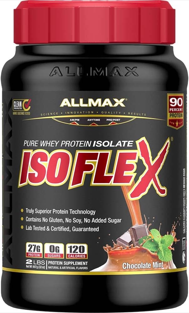 Διατροφή ALLMAX - ISOFLEX Whey Protein Powder, Whey Protein Isolate, 27g Protein, Μέντα σοκολάτας, 2 Λίρες