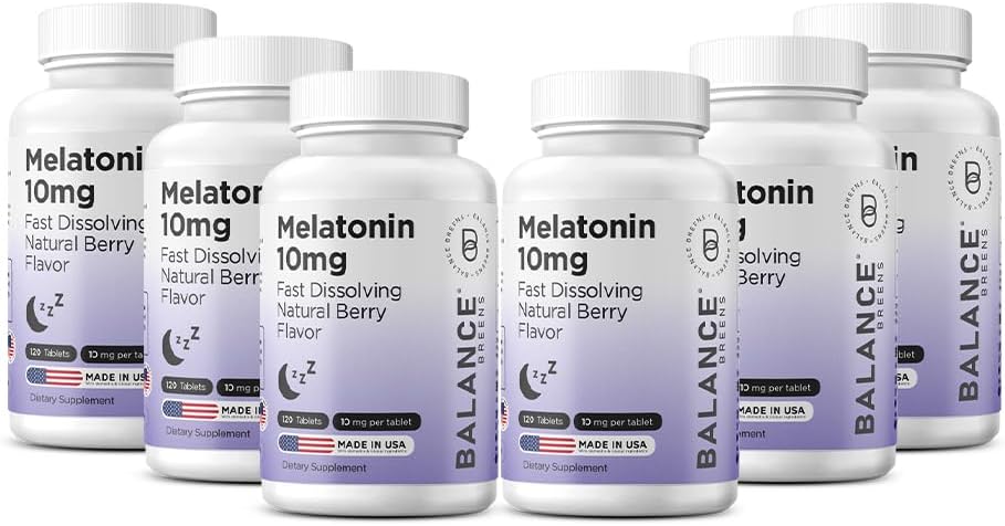 Dengeleyici Melatonin 10 mg Hızlı-Dissolve, 120 Tablet - Restful Nights için Doğal Uyku Yardımı, Rahatlama ve Tranqutitude için Ücretsiz Destek