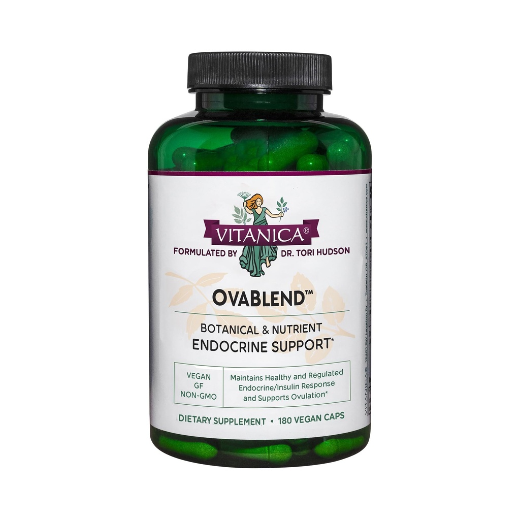 Vitanica OvaBlend - Ovarian Health & Hormone Balance for Women - Συμπλήρωμα υποστήριξης ενδοκρινών με ρίζα Sarsaparilla & NAC - συμπλήρωμα διατροφής βοτάνων για γυναίκες - Lady - 180 Vegan Caps