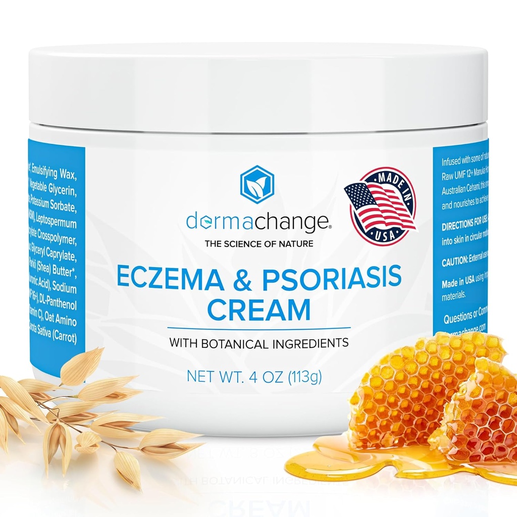 Eczema & Psoriasis Cream için Kuru ve Itchy Skin - Seborrheic Dermatitis Face Cream - Soothing & Hydrating - Manuka Honey & Shea Butter - Psoriasis Relief for Yetişkinler & Kids (4oz)