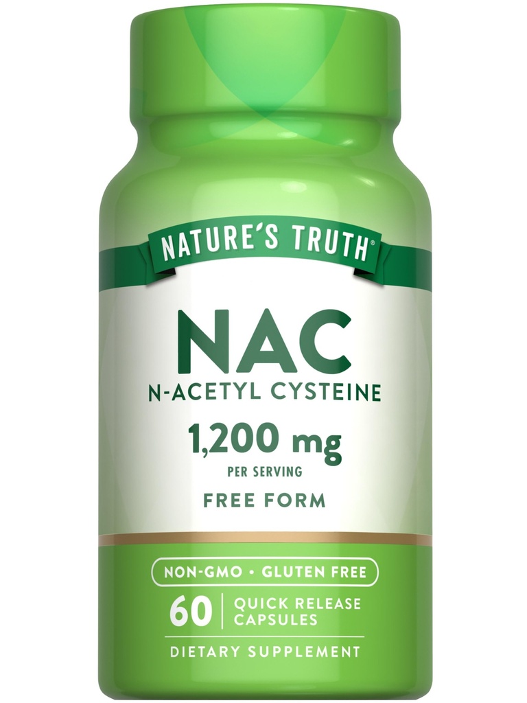 Nature's Truth NAC Supplement | 1200 mg | 60 Capsules | N Acetyl Cysteine | Free Form replica | Non-GMO ve Gluten Free Supplement