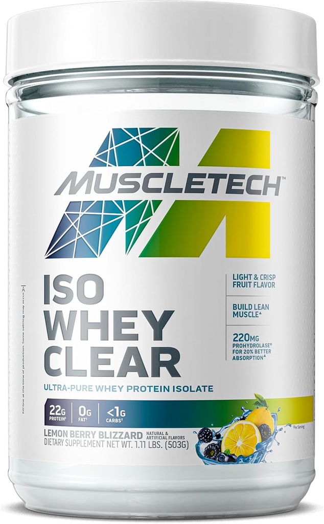KasTech Whey proteini Toz Temiz Whey proteini Kadınlar ve Erkekler için Protein Tozu Temiz Protein 22g Protein, 90 Calories Lemon Berry Blizzard, 1.1lb (19 hizmet)