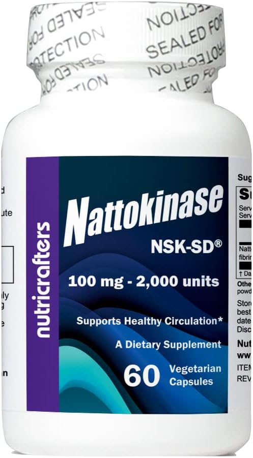 Nattokinase NSK-SD 2,000 Birimleri 60 Capsules - Japonya'nın Cardiovascular Superfood - ABD'de Japon NSK-SD Nattokinase ile yapılır. Orijinal ve Çoğu Araştırma Nattokinase.