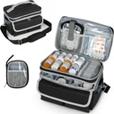 Tıp Depolama Bag, Pill Şişe Kondüktör ile Organize Edildi, Travel Medicine Organizer Box, First Aid Kit with Portable Small Bag, Drug Şişe Organizer Black