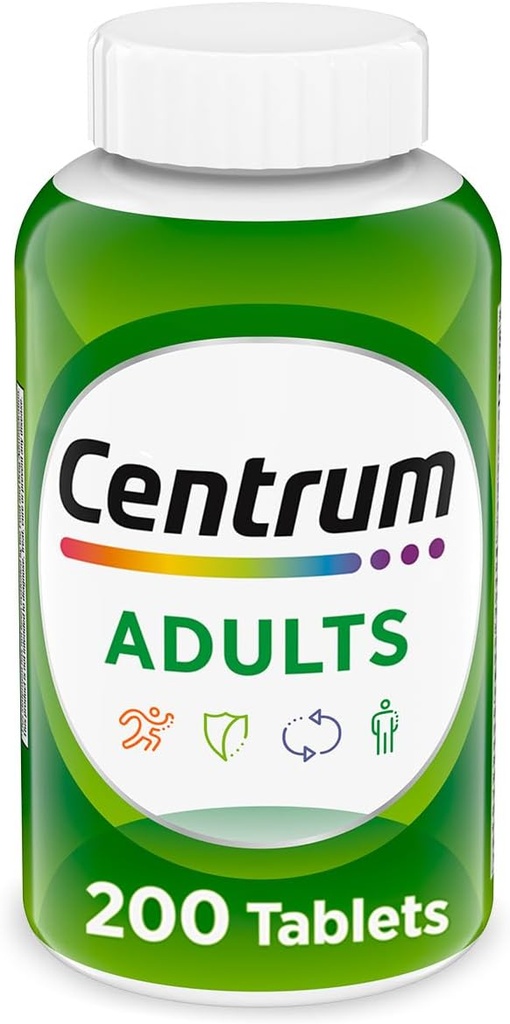 Centrum Adult Multivitamin/Multimineral συμπλήρωμα με αντιοξειδωτικά, ψευδάργυρο, βιταμίνη D3 και Β Βιταμίνες, χωρίς γλουτένη, μη GMO Συστατικά - 200 Count