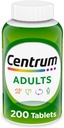 Centrum Yetişkin Multivitamin/Multimineral Supplement Antioksis, çinko, D3 ve B Vitaminleri, Gluten Free, Non-GMO Malzemeler - 200