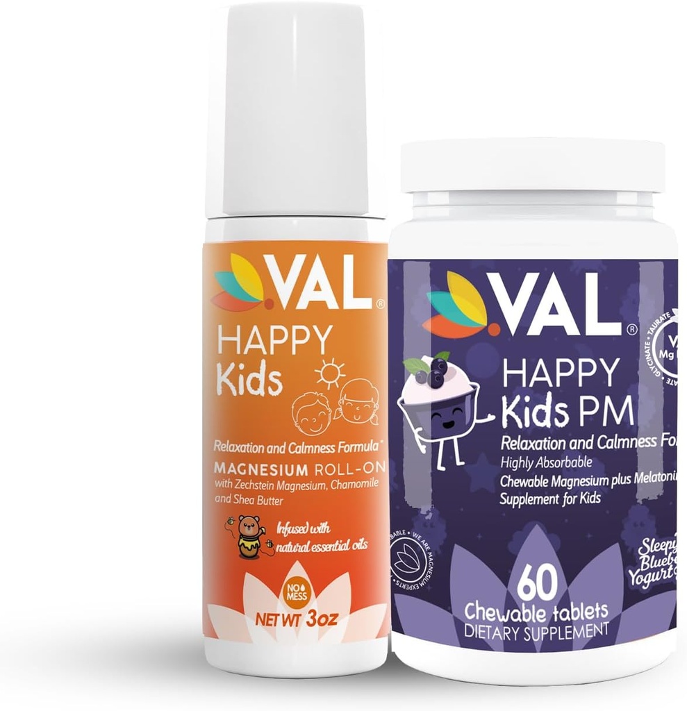 VAL Kids Bedtime Wellness Bundle: Μασούρια μελατονίνης & Ρολό μαγνησίου