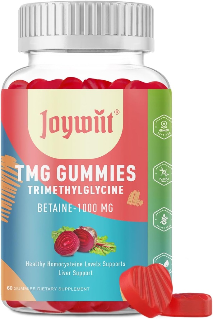 Tmg Tritilglycine Gummies 1000 mg Betaine Anhidrus Tmg Gummies, Homocysteine Levels, Energy, Metilation & Immune Support, Liver Health, Gluten Free, 60 Ct