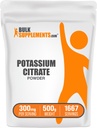 BulkSupplements.com Κιτρικό κάλιο σε σκόνη - για την υποστήριξη της ενυδάτωσης, Συμπλήρωμα Ορυκτού, Κάλιο 99mg - Χωρίς γλουτένη, 300mg ανά σερβίς, 500g (1.1 lbs) (Συσκευασία των 1)