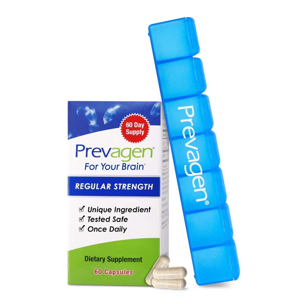 Prevagen Regular Strength - 60 Capsules (2 Ay Supply) | Beyniniz için formüle edildi | Apoaequorin Plus Vitamin D3 ile 7 Günlük Pill Minder