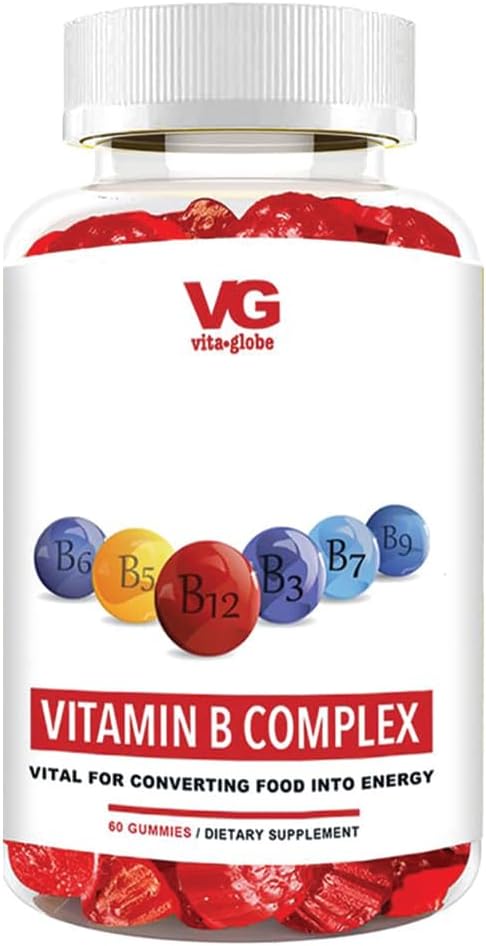 VITA GLOBE B Kompleks Gummy Vitaminler - C, Niacin, B6, B12 & Biotin | Daily Supplement for Energy, Metabolism & Bilişsel Destek | 60 Gummies (Pazar 1)