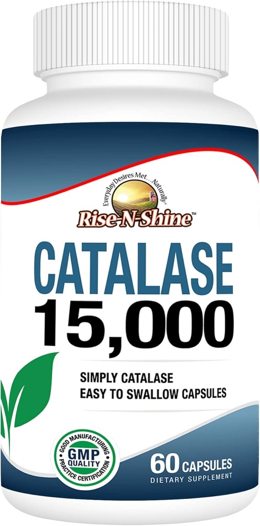Rise-N-Shine Catalase Supplement 15,000 - Saç Sağlığı, Güçlü Saç Desteği ve Daha Fazlası - 60 Kont (60-Day Supply)