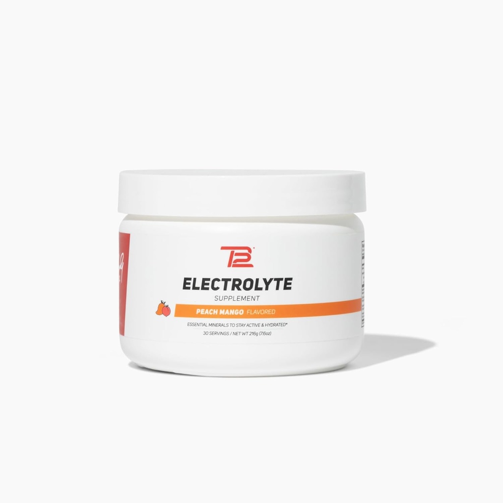 TB12 Elektrolyte Toz Peach Mango – Mineral-Rich Elektrolyte Toz to Fast Hydration by Tom Brady - Natural, Low Sugar, Vegan, Gluten-Free, Easy to Mix - 30 Services (1 Jar)