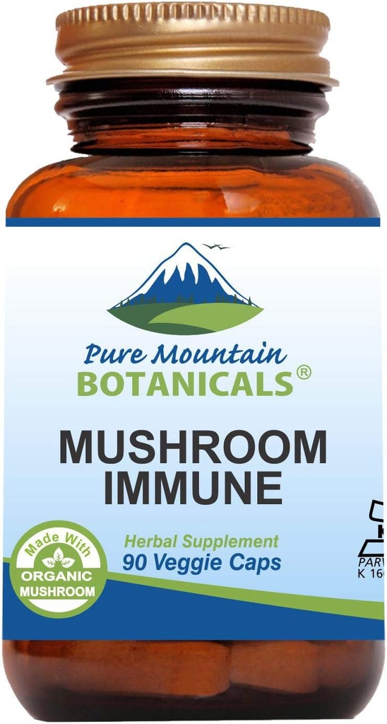 Pure Mountain Botaniks Mushroom Immune - 14 Güçlü Mycelium Including sertifikalı Organik Maitake - Reishi - Türkiye Tail - Chaga - Cordyceps - Shiitake - Lions Mane