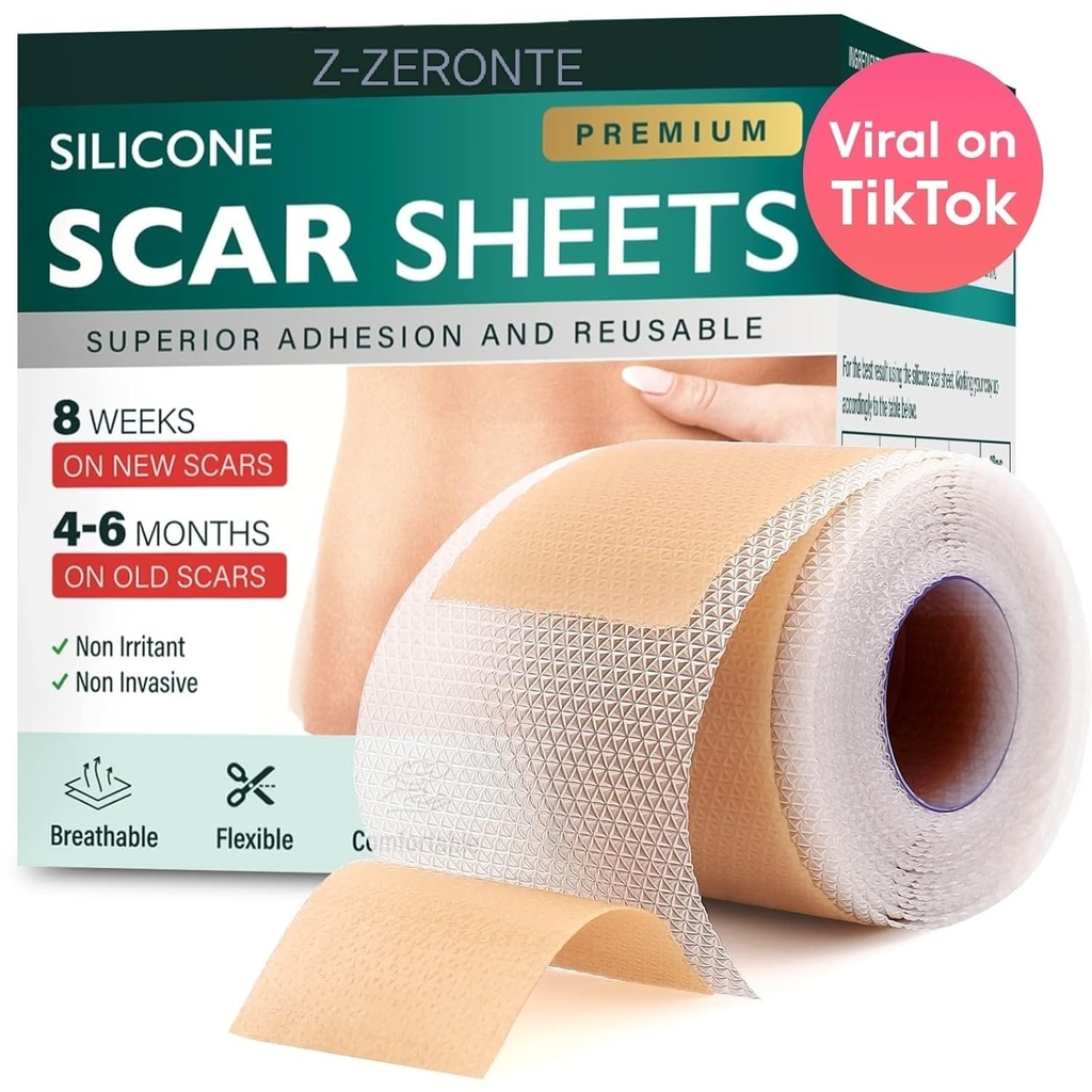 Silikon Scar Sheets, Silikon Scar Bantı (1.6)x 120" Roll-3M), Reusable ve Etkili Scar Removal Sheets, Silikon Scar Removal Sheets for Surgery Scars, Healing Keloid, C-Section, Tummy Tuck