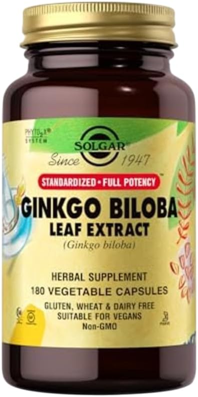 Solgar Ginkgo Biloba Broşürü - 180 Sebze Kapsülleri - Standartlaştırılmış Tam Potency (SFP) - Non-GMO, Vegan, Gluten Free, Süt Free, Kosher, Halal - 180 Hizmetler