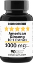 MONOHERB American Ginseng 1000 mg - 90 Vegetarian Capsules