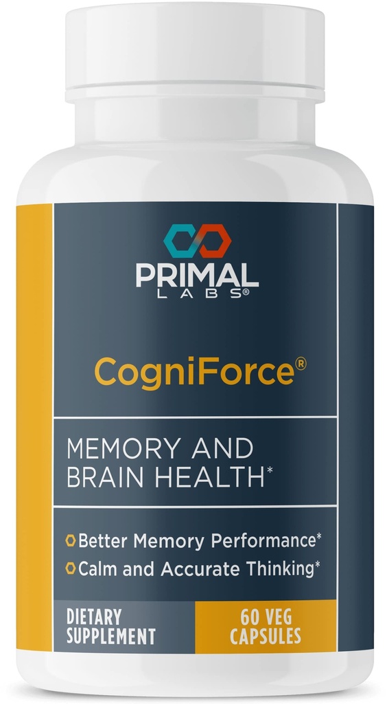 Primal Health CogniForce - Memory & Brain Health - Acetyl L-Carnitine Formula - Καλύτερη Γνωστική Απόδοση - Καθαρότητα + Εστίαση + Καλύτερη Υπενθύμιση + Ήρεμη Σκέψη - Συμπλήρωμα Διατροφής - 60 κάψουλες