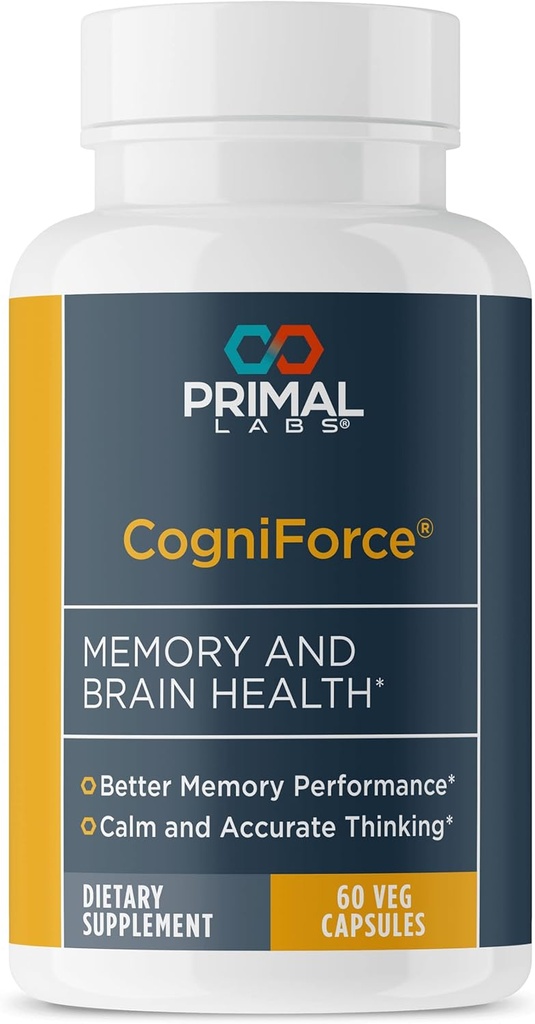 Primal Health CogniForce - Memory & Brain Health - Acetyl L-Carnitine Formula - Καλύτερη Γνωστική Απόδοση - Καθαρότητα + Εστίαση + Καλύτερη Υπενθύμιση + Ήρεμη Σκέψη - Συμπλήρωμα Διατροφής - 60 κάψουλες