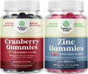 Δέσμη των Φυσικών Gummies Cranberry για γυναίκες και άνδρες και επιπλέον δύναμη ψευδάργυρου για ενήλικες - Επιπλέον δύναμη Νόστιμα αντιοξειδωτικά Cranberry Chews - Μασώμενη ψευδάργυρο Citrate 50mg Ανοσία