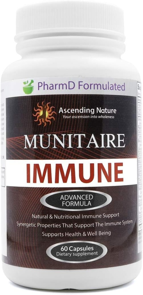 Munitaire Immune Advanced Formula – Natural & Nutritional Immune Support | C & EBoosts Immunity, Supports Health and Well being | Immune Defense (60 Capsules)