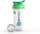 BioTRUST BlenderBottle Classic Shakeer Μπουκάλι, 28-Ounce με βρόχο, Καθαρό / πράσινο