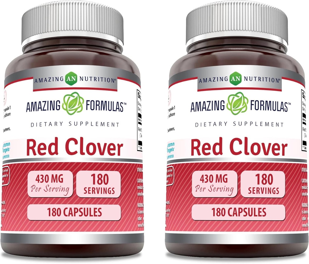 Amazing Formulas Red Clover Supplement | 430 Mg Per | 180 Capsules | Non-GMO | Gluten Free | Made in USA | 2 Pack