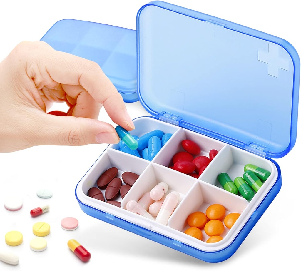 Günlük Pill Vitaminler,Cod Liver Oil,Supplements, Drug,SAINSWIN Small Pill Box for Pocketse, Portre 6 Karşılaştırmalı Tıp Konteyneri