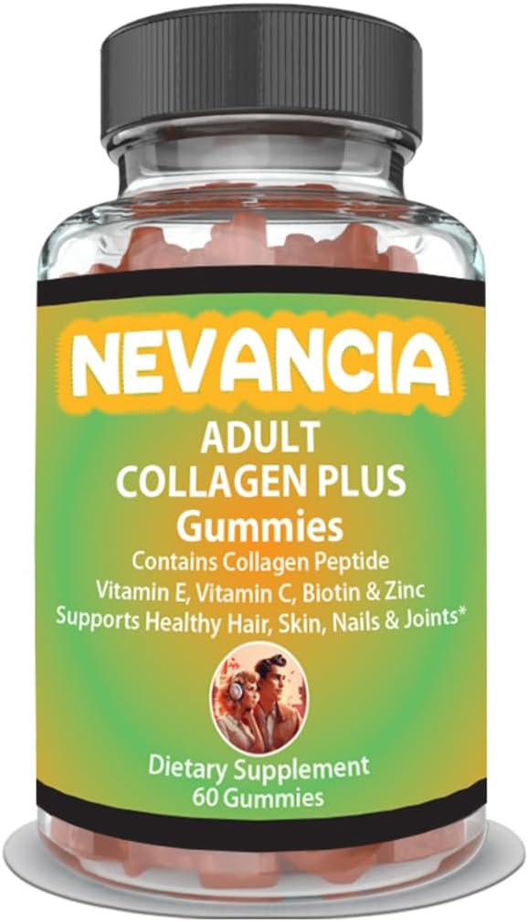 Collagen Gummies Contains Collagen Peptide, Vitamin C, Biotin, Vitamin E, Zinc, Glowing Skin, Fuller Hair, Stronger Nails, Joint Health, 60 Tasty Gummies, 30-Day Supply