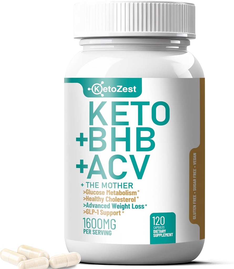 Hızlı Kilo kaybı ve Belly Fat Burn için HuaV BHB Capsules 1600 mg - Organik Apple Cider Vinegar ile Anne Keton Vegan Tamam - Erkekler için D3 çinko Kromium ile