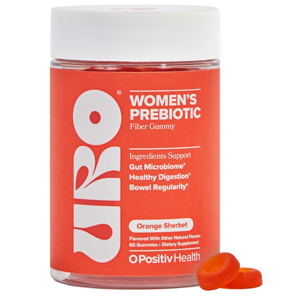 Yetişkinler için O Positiv URO Fiber Gummies, 60 Kont ( 1) - Prebiyotik Chicory Root Inulin Fiber Supplement - Daily Gummy Fiber for Digestive Gut Health - Non-GMO, Vegan & Cruelty-Free Free